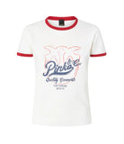 Pinko women's T-shirt 106902A3C2 ZRE Imperia with logo print White Red Blue