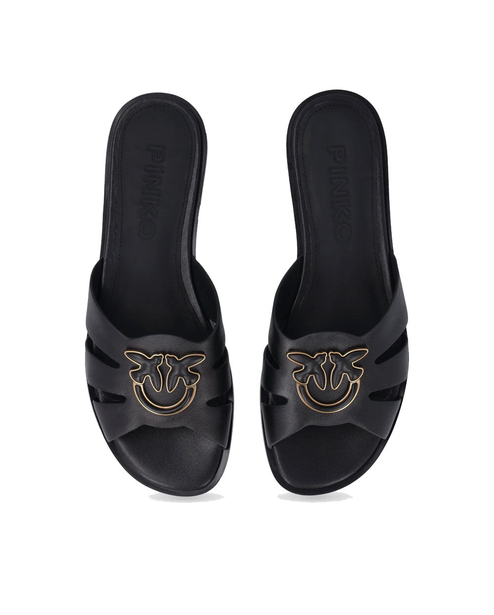 PINKO Ciabatte Pinko donna SD0463P001 Milly nere pelle logo Love Birds <BR/><BR/> SD0463P001 Z99 