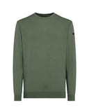 RRD men's sweater 26104 27 Maxell Round Knit in military green stretch yarn