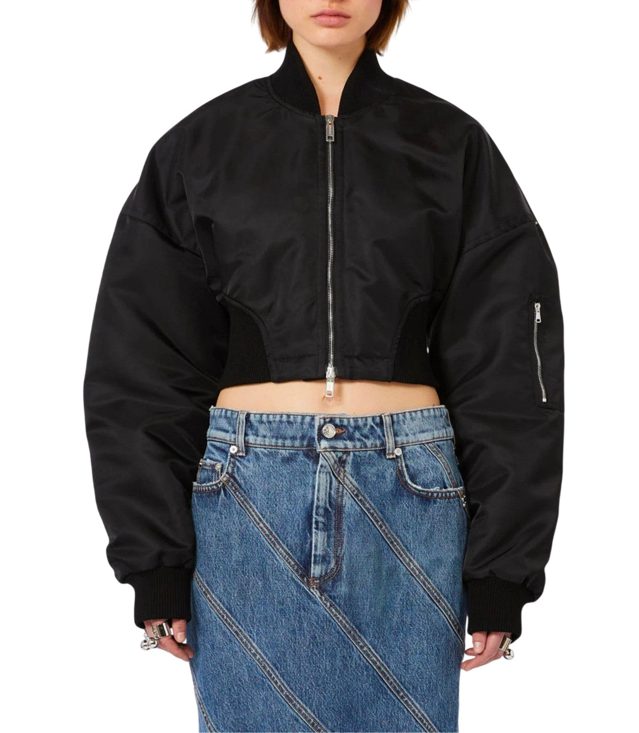 SPORTMAX Bomber Sportmax donna 2612021011600 003 Vezzoso crop con zip Nero<BR/> 2612021011600 003 