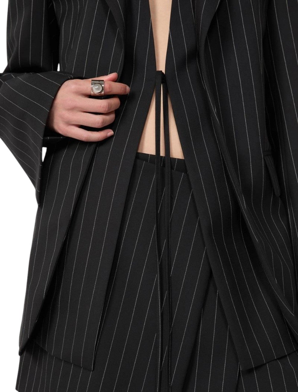 SPORTMAX Giacca Sportmax donna 2612041051600 004 Divina in gabardina gessata Nero<BR/> 2612041051600 004 