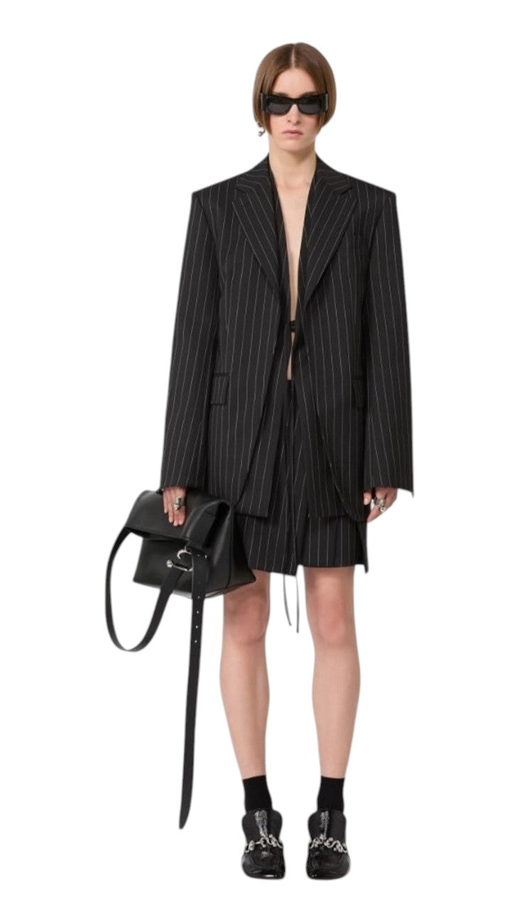 SPORTMAX Giacca Sportmax donna 2612041051600 004 Divina in gabardina gessata Nero<BR/> 2612041051600 004 