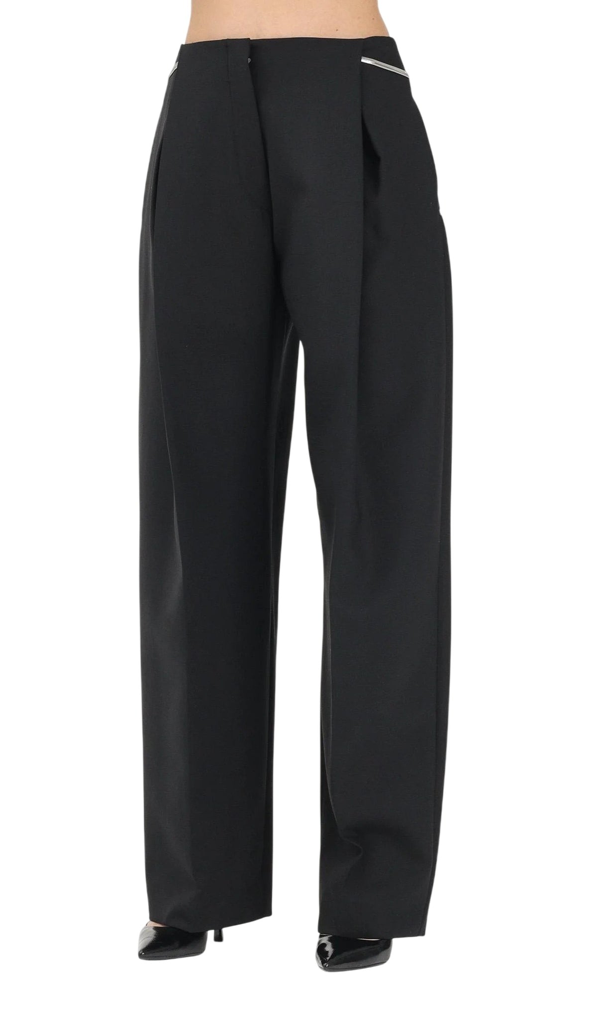 SPORTMAX Pantalone Sportmax 2612971012600 001 Fante plissettati stretch Nero<BR/> 2612131031600 001 