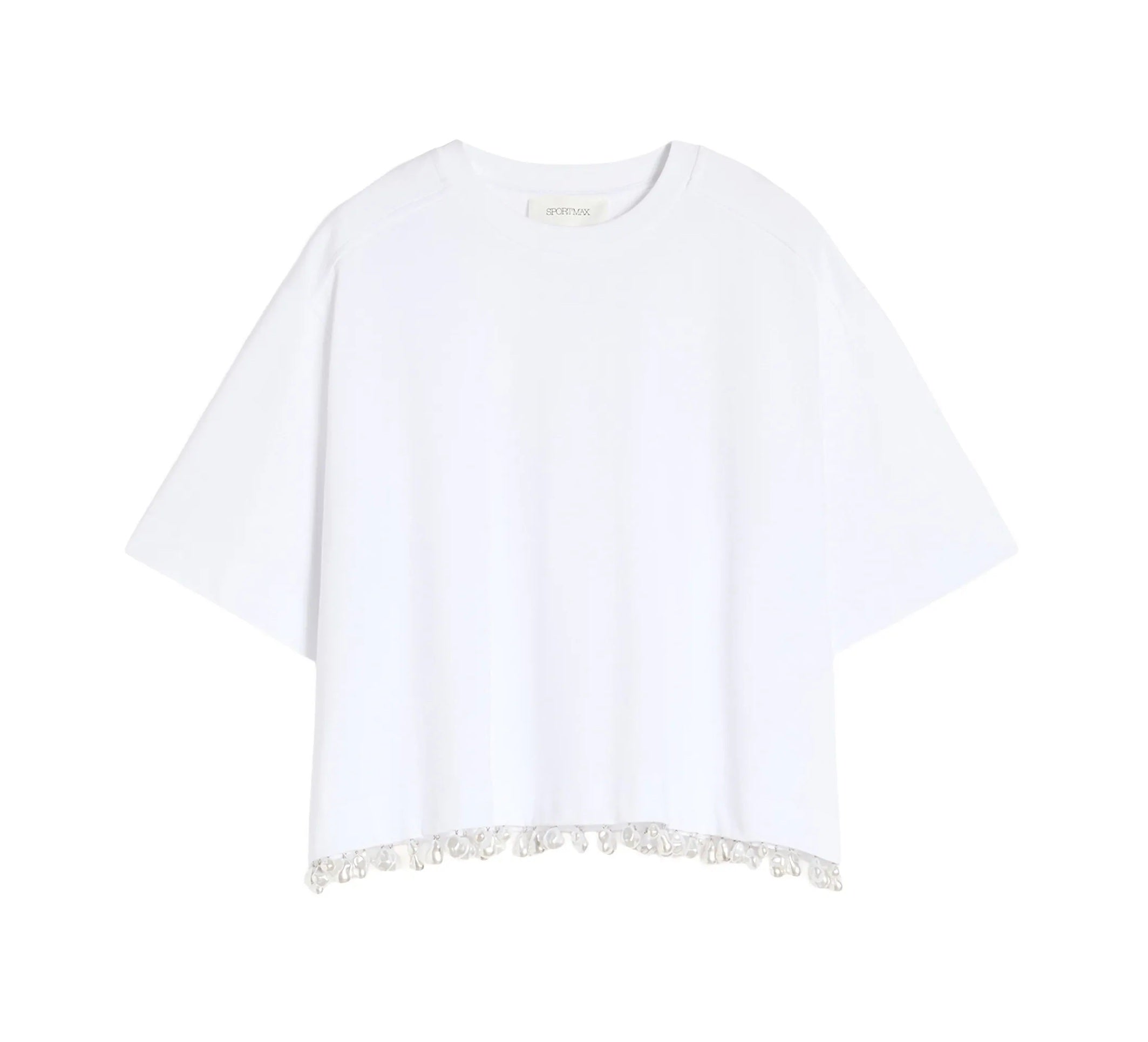 SPORTMAX T-shirt Sportmax 2612941032600 001 Palmas crop con perle Bianco<BR/> 2612941032600 001 