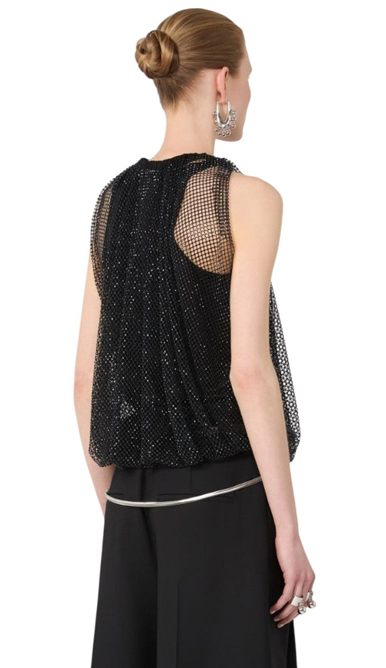 SPORTMAX Top Sportmax donna 2612941061600 002 Nodo in rete con cristalli Nero<BR/> 2612941061600 002 