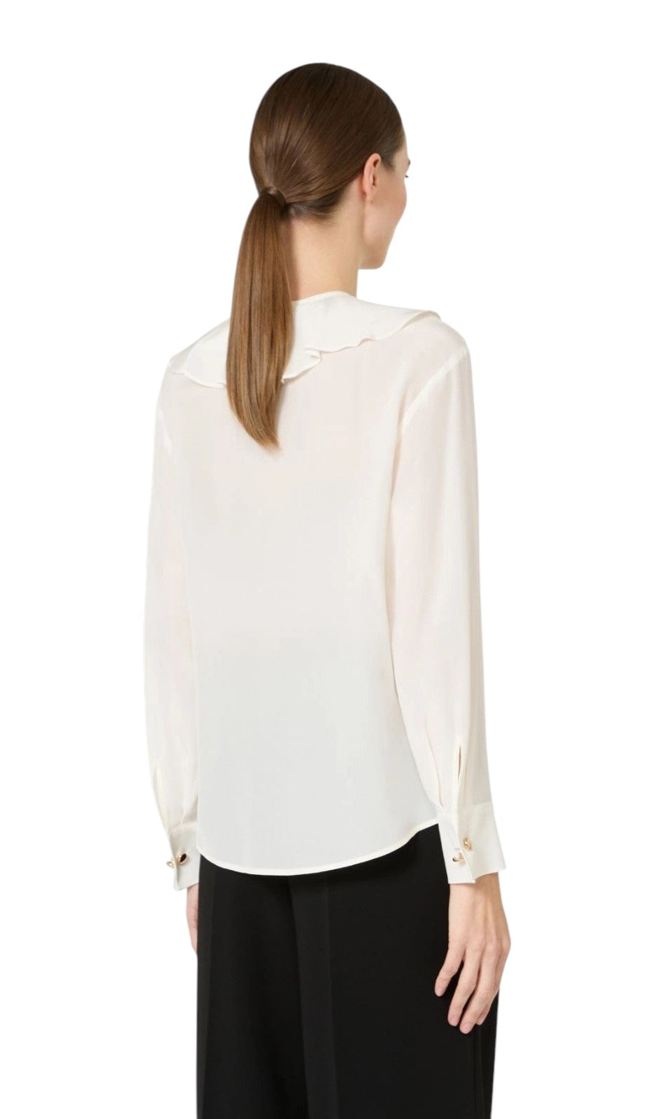 STUDIO Blusa Studio donna 2616111031600 049 Epica in seta con volant Panna<BR/> 2616111031600 049 