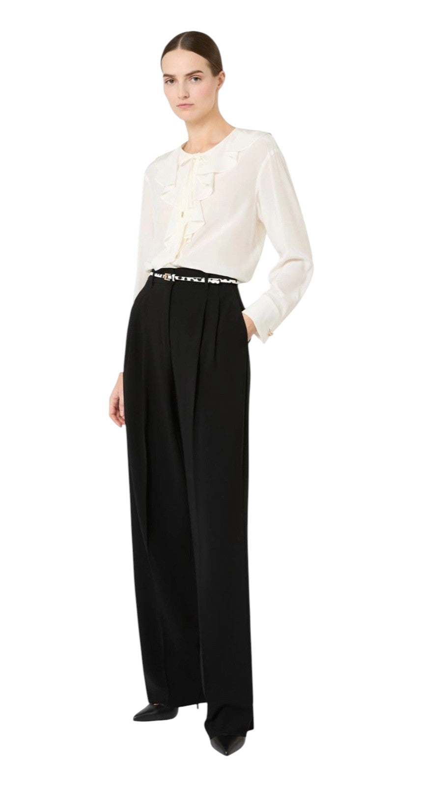 STUDIO Blusa Studio donna 2616111031600 049 Epica in seta con volant Panna<BR/> 2616111031600 049 