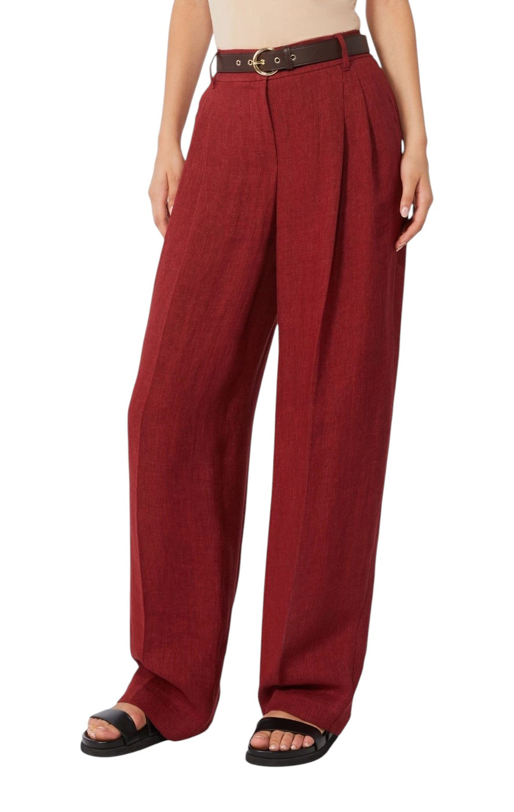 STUDIO Pantalone Studio donna 2616131032600 035 Sumero in batavia di lino Mattone rosso<BR/> 2616131032600 035 