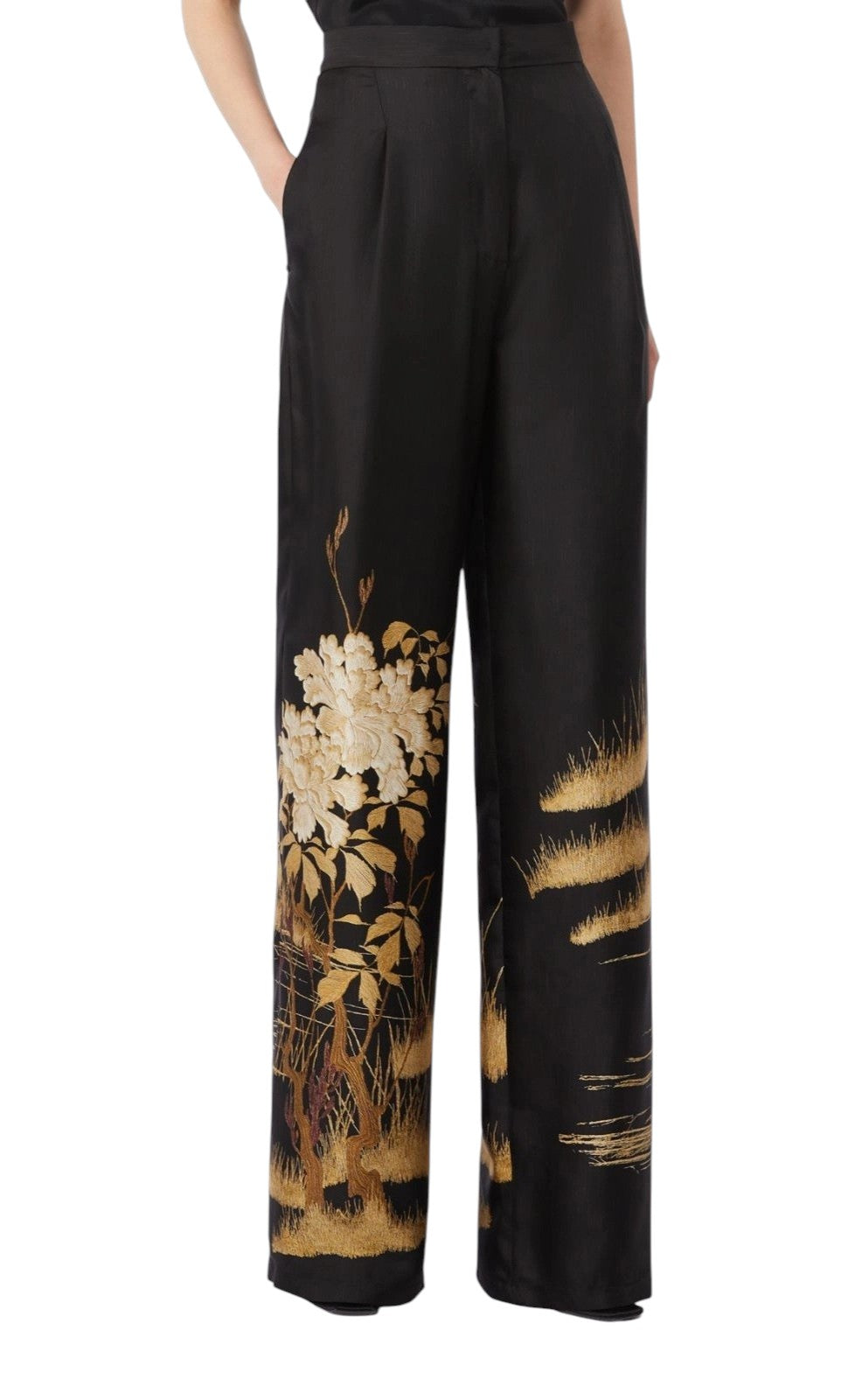 STUDIO Pantalone Studio donna 2616131034600 003 Mappa fluido in seta stampata Nero<BR/> 2616131034600 003 