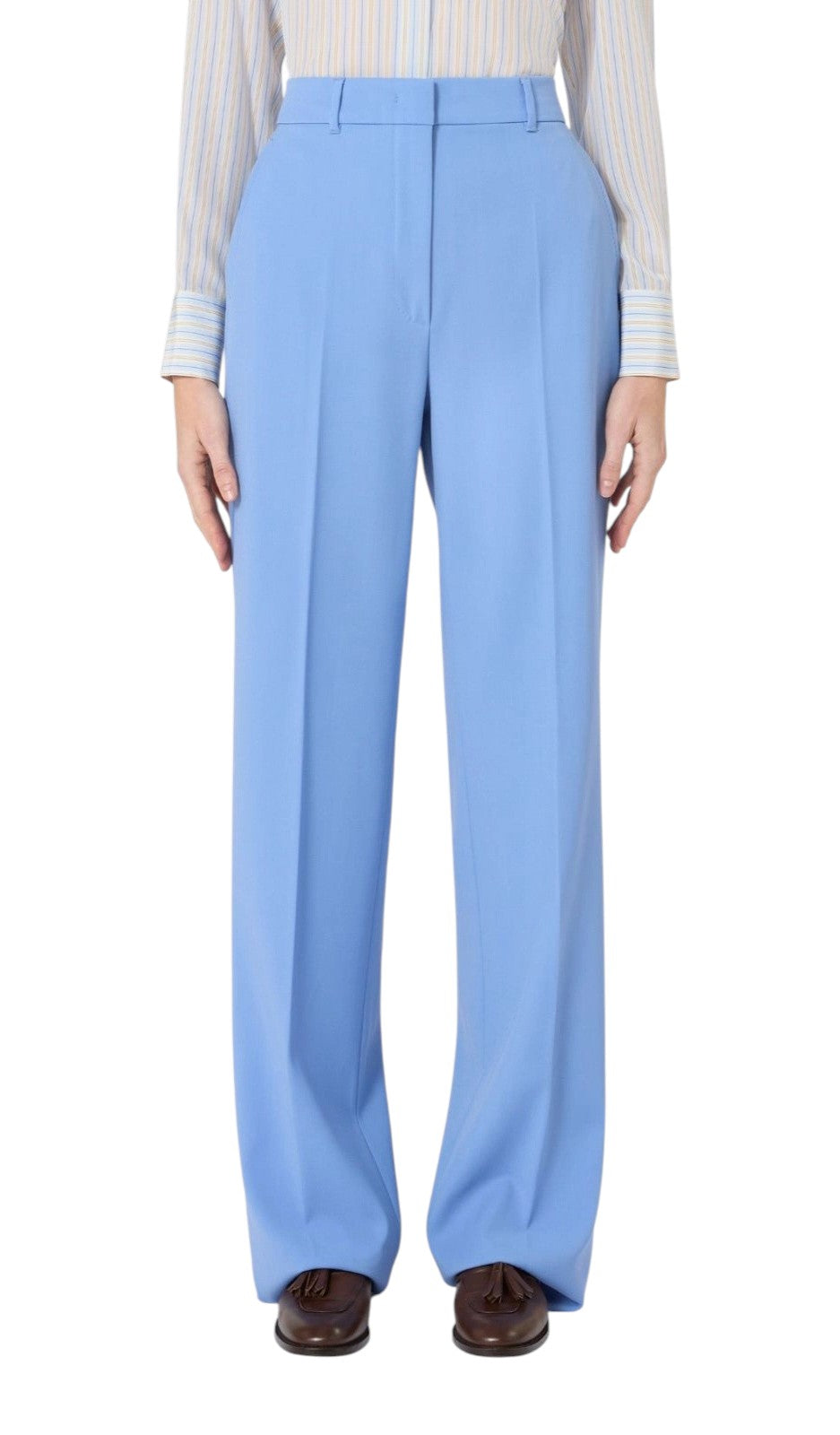 STUDIO Pantalone Studio donna 2616131041600 011 Quasar in lana crêpe Azzurro<BR/> 2616131041600 011 
