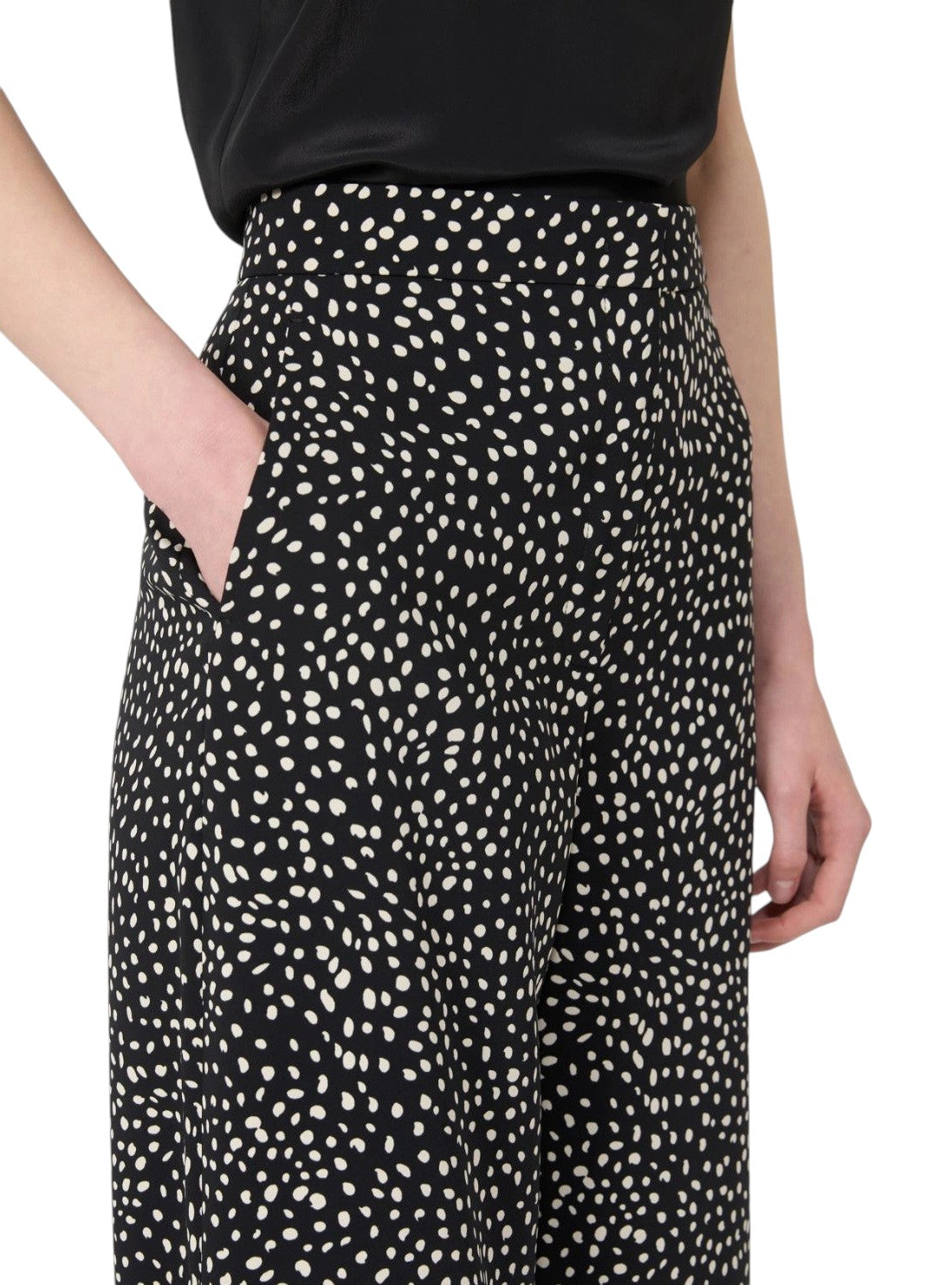 STUDIO Pantalone Studio donna 2616131045600 002 Fresco in sablé stampato Nero 2616131045600 002 