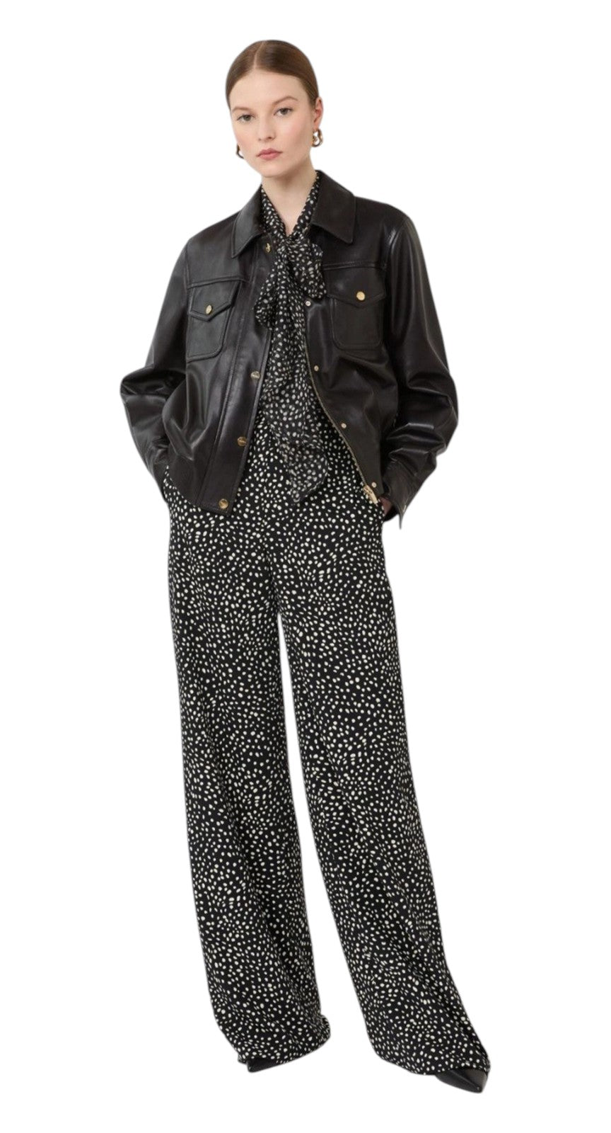 STUDIO Pantalone Studio donna 2616131045600 002 Fresco in sablé stampato Nero 2616131045600 002 
