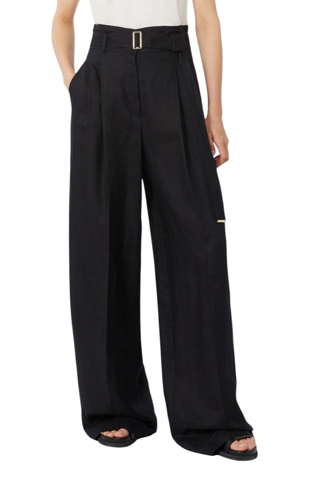 STUDIO Pantalone Studio donna 2616131092600 035 Materia in tela di lino Nero<BR/> 2616131092600 035 