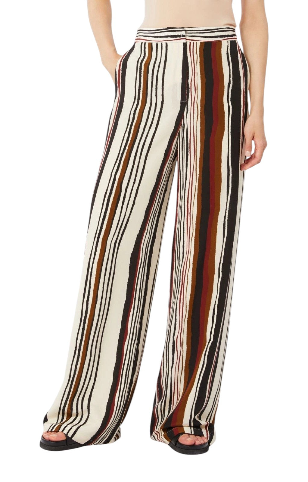 STUDIO Pantalone Studio donna 2616131132600 002 Pagano in crêpe de Chine a righe Mattone rosso<BR/> 2616131132600 002 