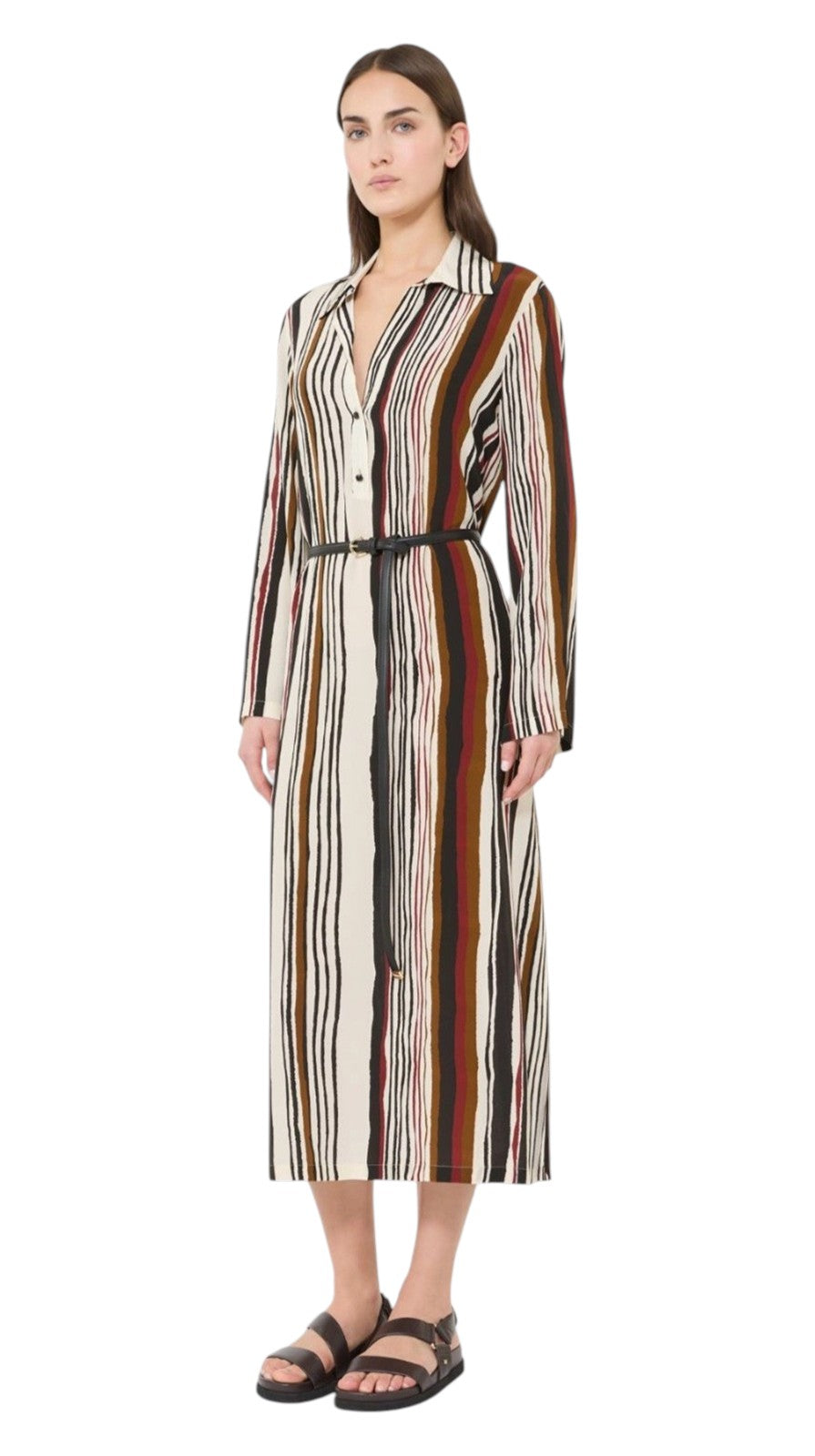 STUDIO Abito Studio donna 2616221112600 002 Vanesio caftano in seta a righe Mattone<BR/> 2616221112600 002 