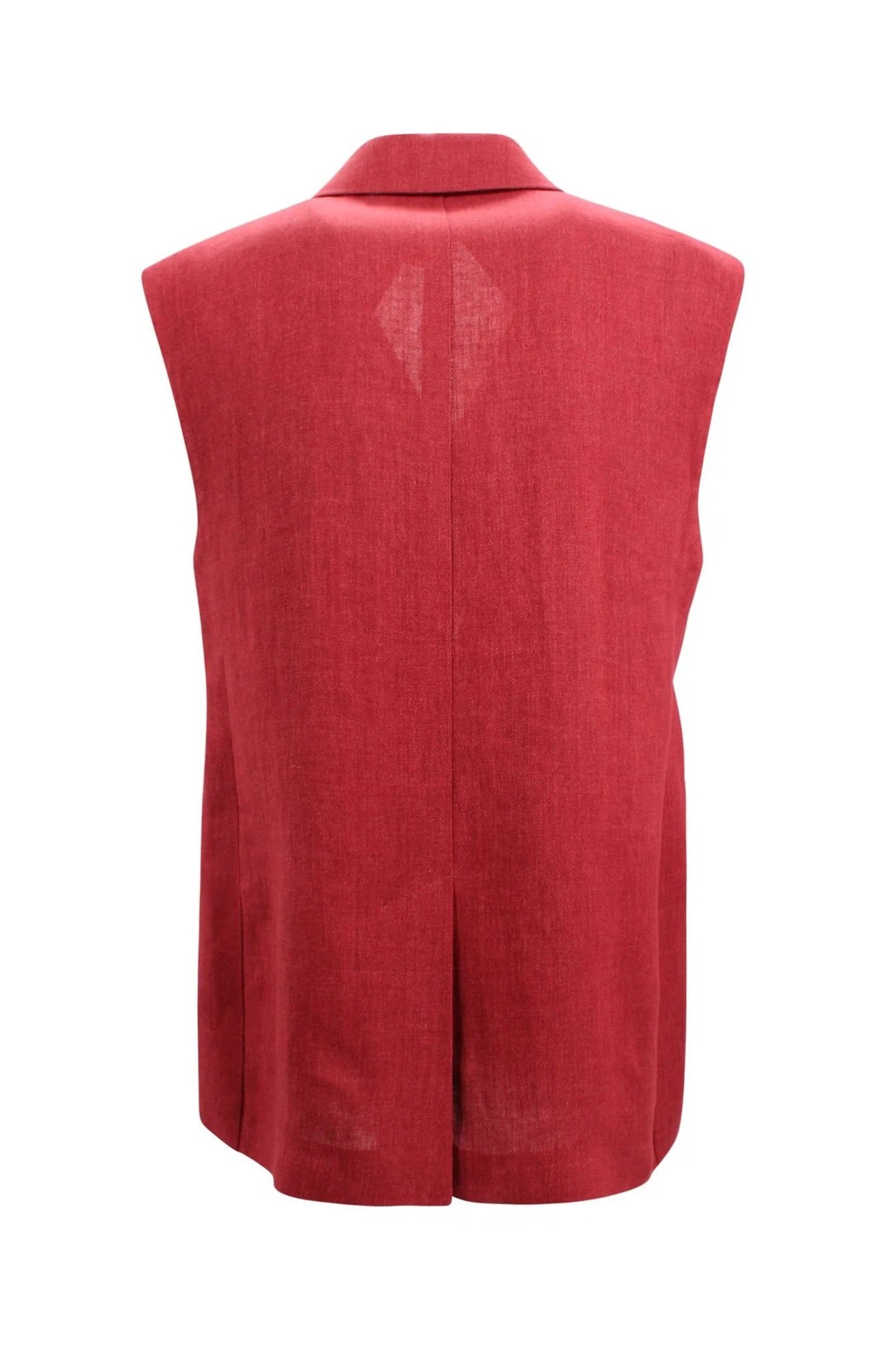 STUDIO Gilet Studio donna 2616041081600 003 Aia doppiopetto in batavia di lino Mattone Rosso<BR/> 2616281012600 035 