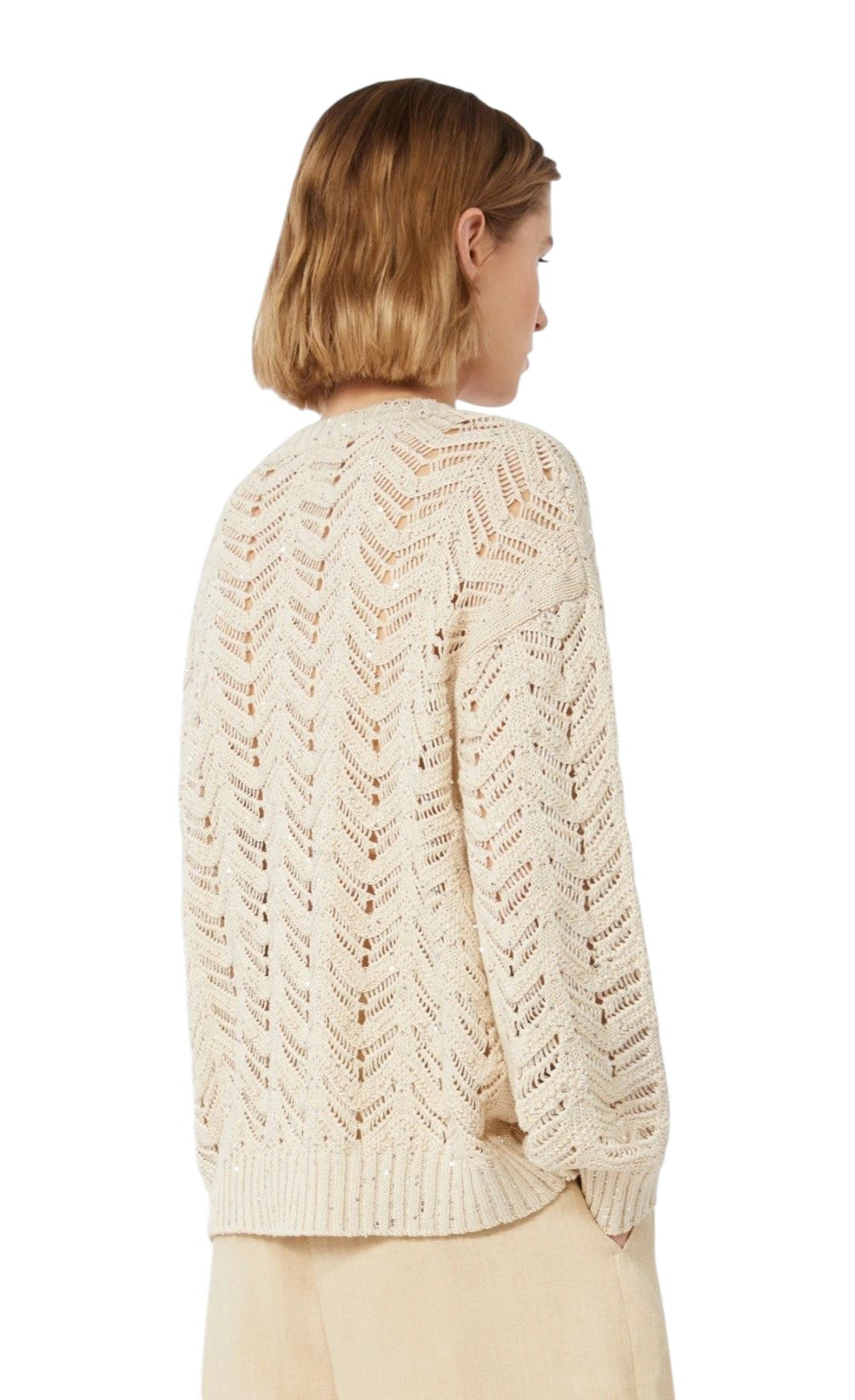 STUDIO Maglia Studio donna 2616361032600 002 Felino in filato e paillette Beige 2616361032600 002 