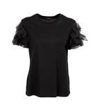 T-shirt Studio donna 2616971013600 005 Editti maniche ruffled in organza Nero