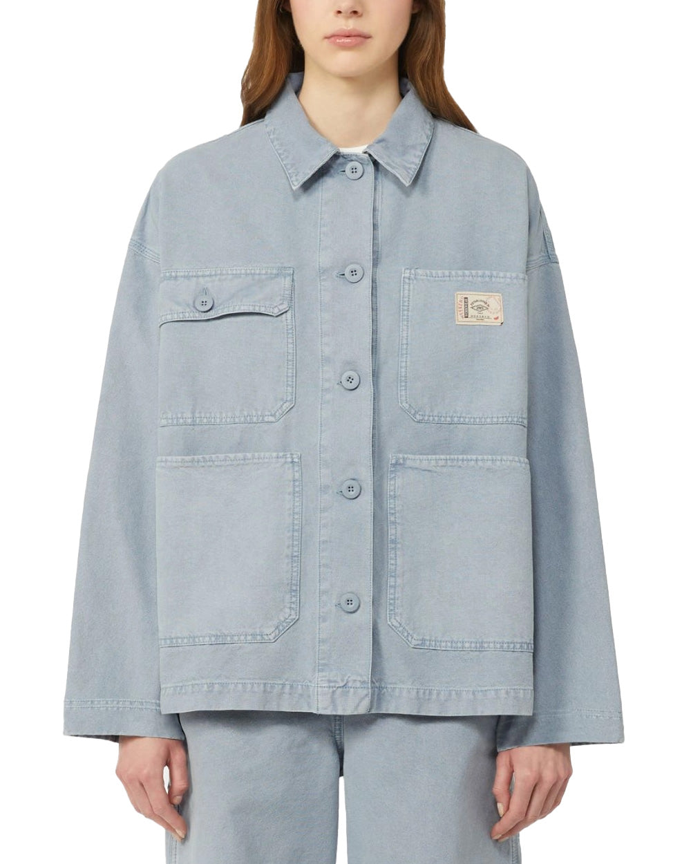 WEEKEND Giacca WEEKEND donna ALBUM 2615041101600 Azzurra canvas linea ampia colletto a camicia tasche 2615041101600 002 