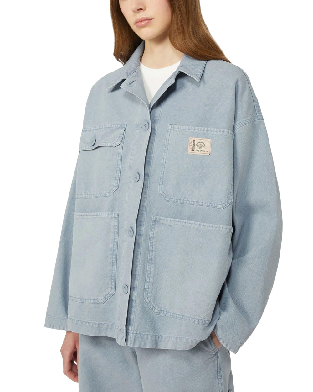 WEEKEND Giacca WEEKEND donna ALBUM 2615041101600 Azzurra canvas linea ampia colletto a camicia tasche 2615041101600 002 