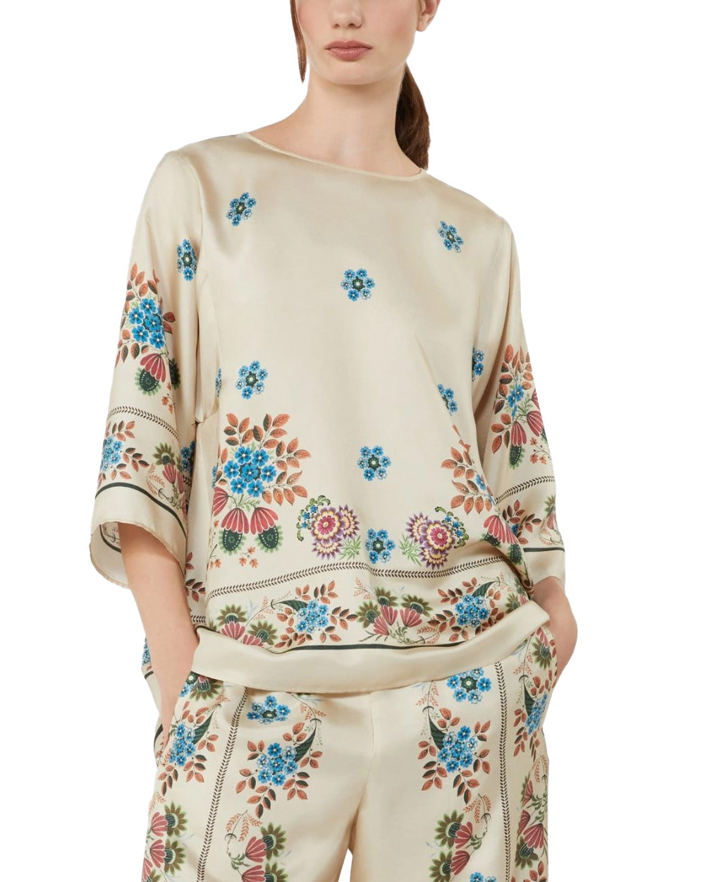 WEEKEND Blusa WEEKEND donna SAMBA 2615111062600 Avorio svasata twill seta girocollo contropiega 2615111062600 001 