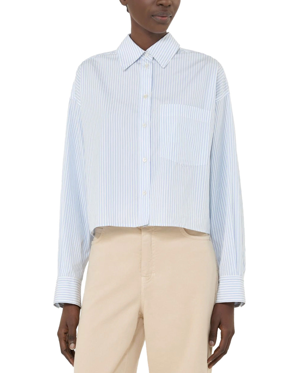 WEEKEND Camicia WEEKEND donna EDEN 2615111091600 Azzurra popeline cotone spacchi laterali colletto fondo squadrato<BR/> 2615111091600 034 