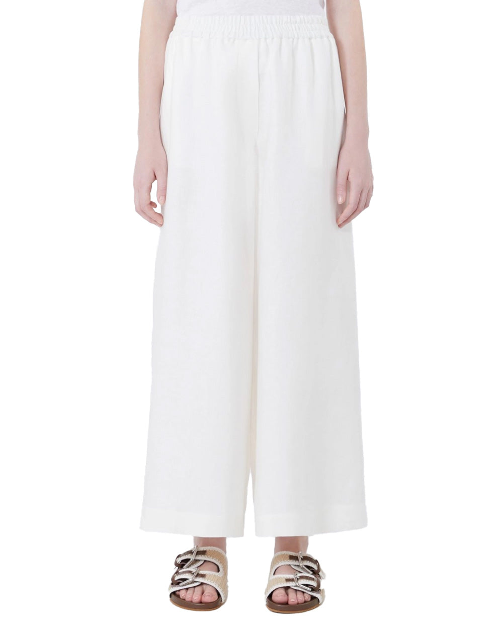 WEEKEND Pantalone WEEKEND donna FELINO 2615131042600 Bianco gamba larga lino tasche sfoderato 2615131042600 001 