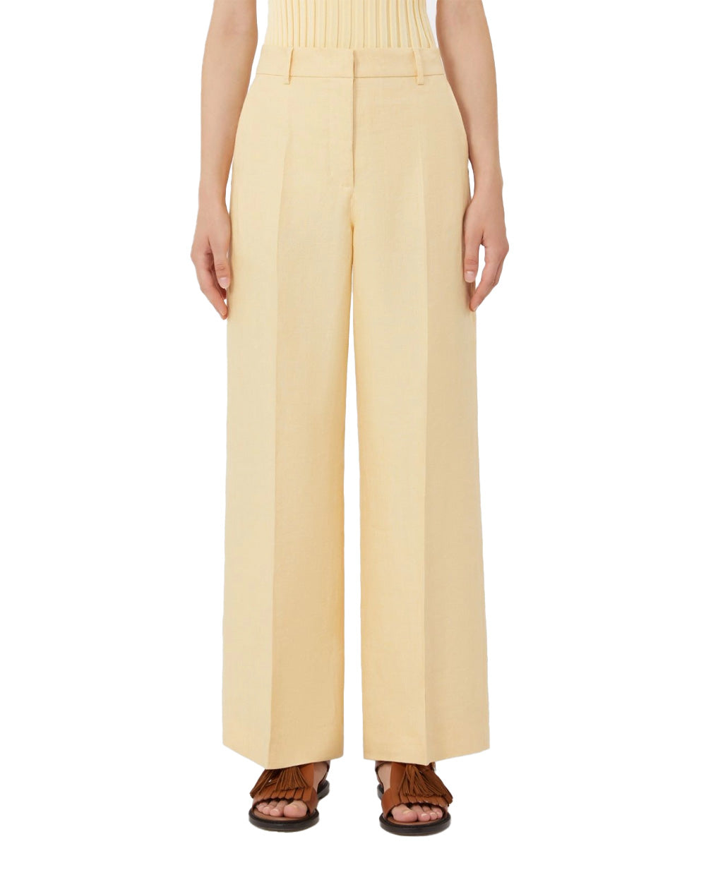 WEEKEND Pantalone WEEKEND donna MALIZIA 2615131112600 Giallo regular canvas lino zip tasche pinces<BR/> 2615131112600 027 