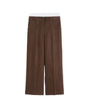 WEEKEND women's trousers MALIZIA 2615131112600 Chocolate regular canvas linen zip pockets pleats