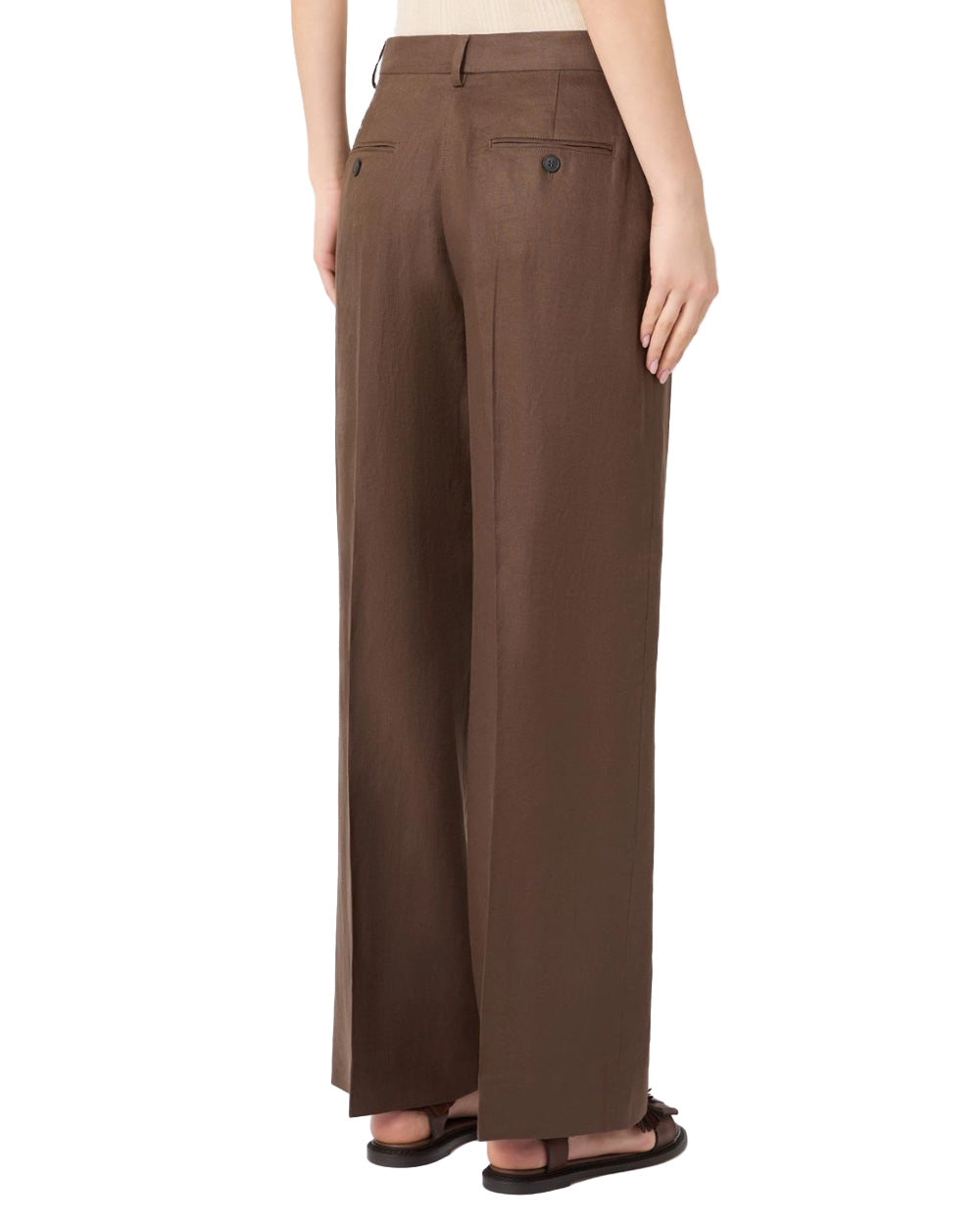 WEEKEND Pantalone WEEKEND donna MALIZIA 2615131112600 Cioccolato regular canvas lino zip tasche pinces<BR/> 2615131112600 037 