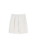Bermuda WEEKEND donna ECUBA 2615141022600 Bianco regular canvas cotone lino zip tasche passanti pinces