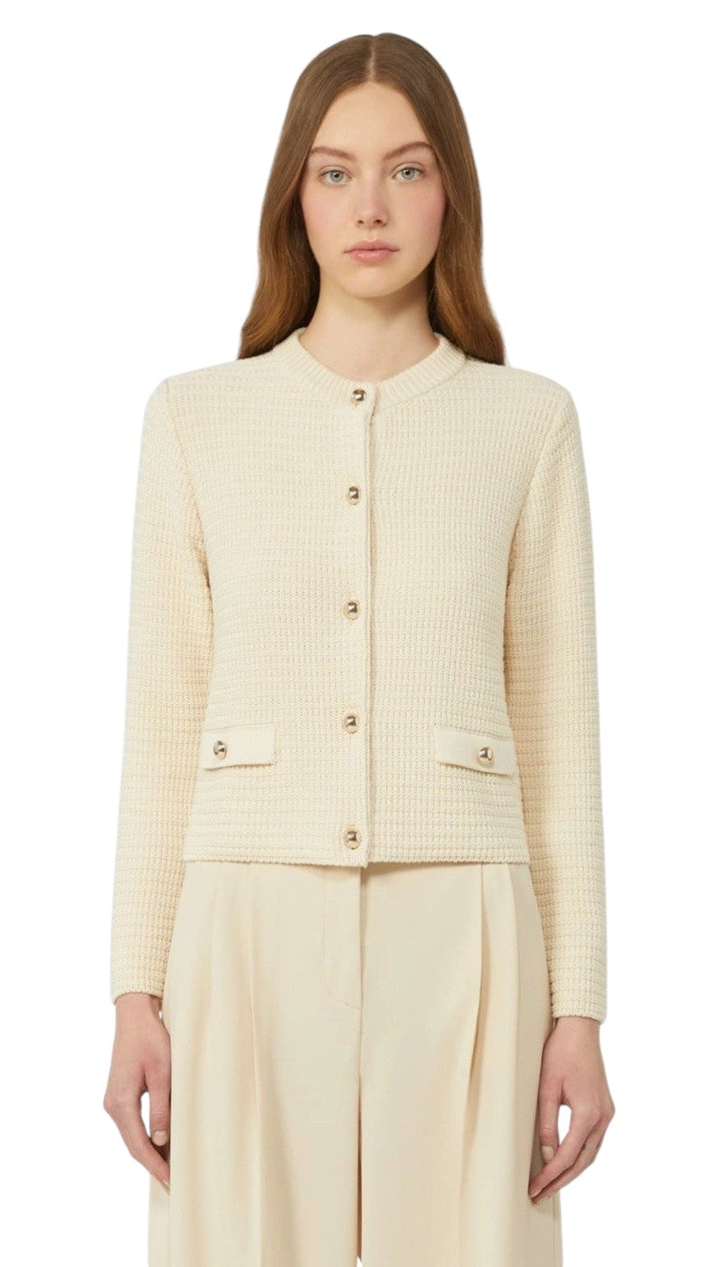 WEEKEND Cardigan Weekend donna 2615341041600 001 Vodka crop in cotone Ecru<BR/> 2615341041600 001 