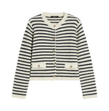 Cardigan Weekend donna 2615341041600 012 Vodka crop in cotone a righe Blu