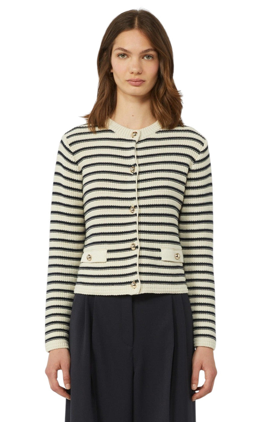 WEEKEND Cardigan Weekend donna 2615341041600 012 Vodka crop in cotone a righe Blu<BR/> 2615341041600 012 