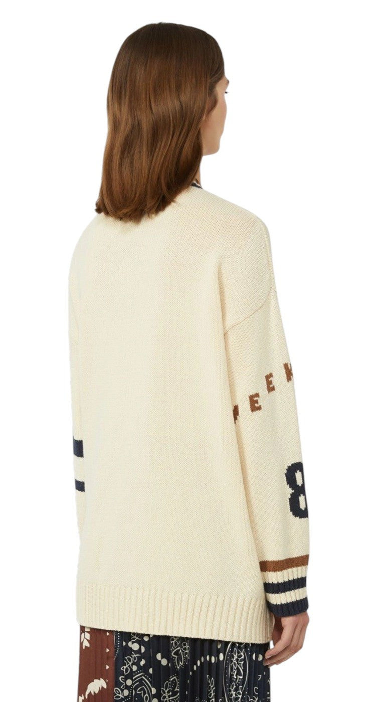 WEEKEND Cardigan Weekend donna 2615341061600 004 Blasone in filato di misto cotone Nero Avorio<BR/> 2615341061600 004 