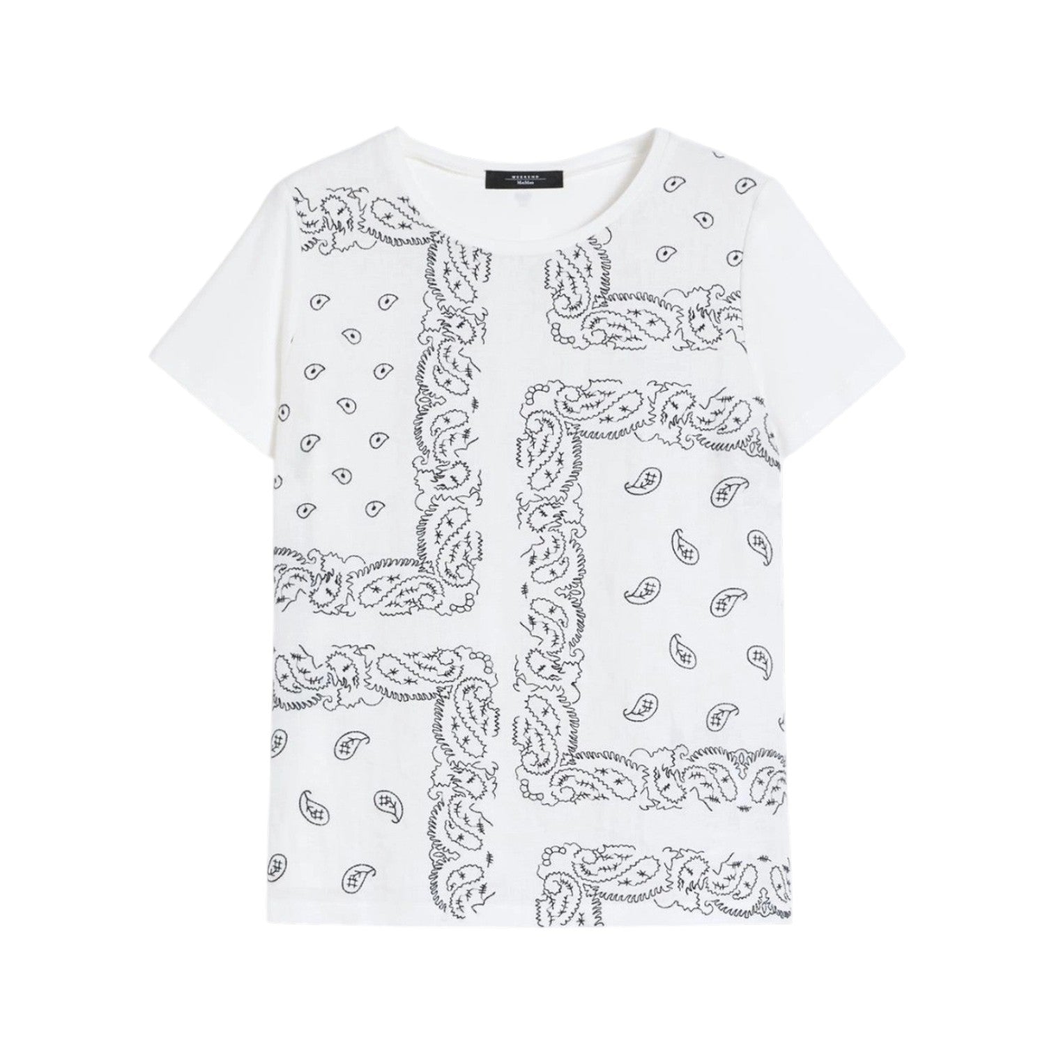 WEEKEND T-shirt Weekend donna 2615941072600 001 Genio in tela di puro lino ricamata stretch Bianco Nero<BR/> 2615941072600 001 