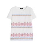T-shirt Weekend donna 2615941072600 003 Genio lino ricamata stretch Bianco Rosso Azzurro