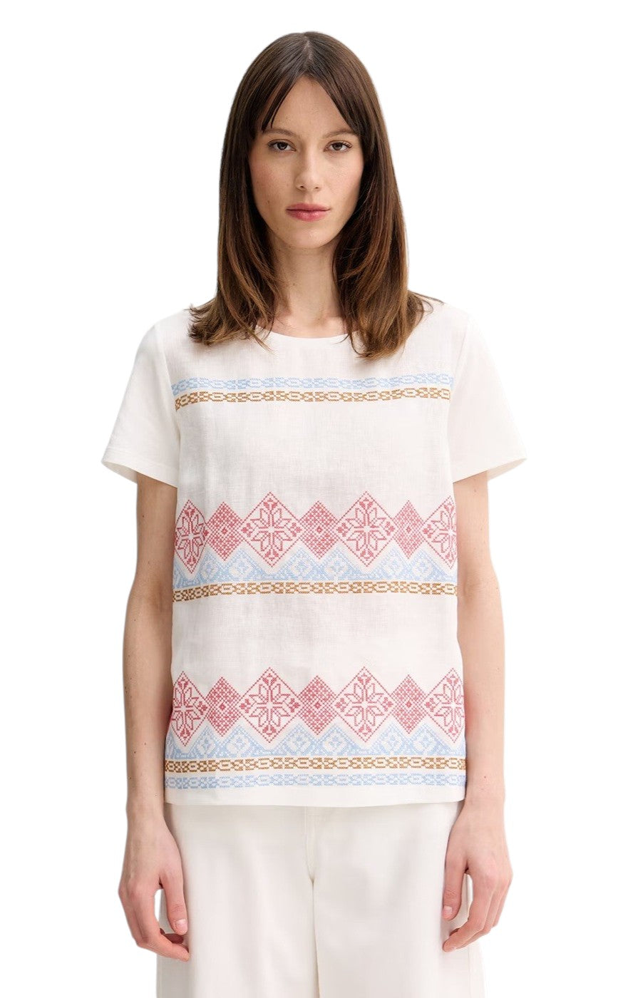 WEEKEND T-shirt Weekend donna 2615941072600 003 Genio lino ricamata stretch Bianco Rosso Azzurro<BR/> 2615941072600 003 