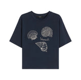 T-shirt Weekend donna 2615941112600 004 Sabato a punto interlock con ricami conchiglie Blu