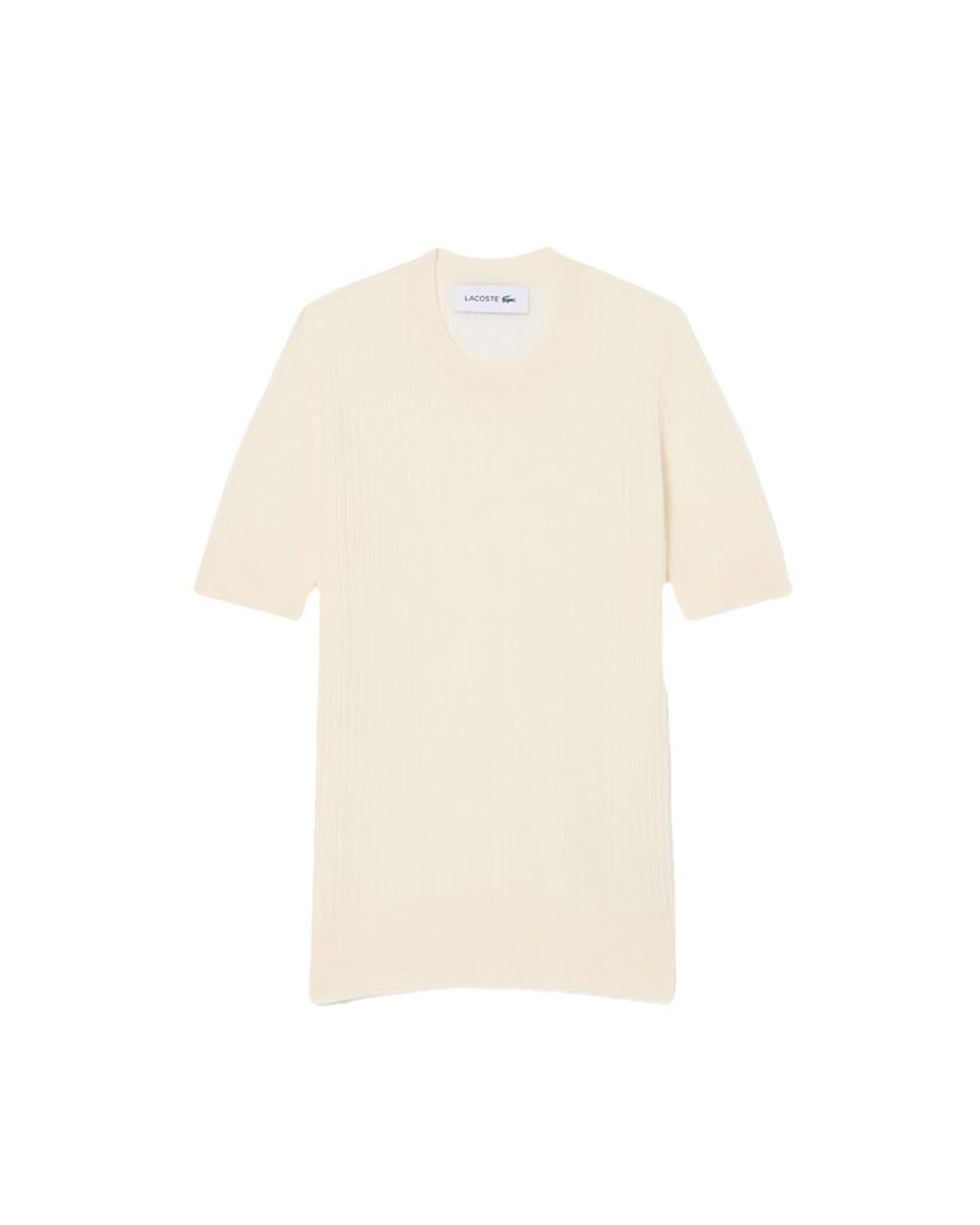 LACOSTE Maglia LACOSTE donna AF4146 Bianca lana a coste senza cuciture super fine coccodrillo AF4146 70V 