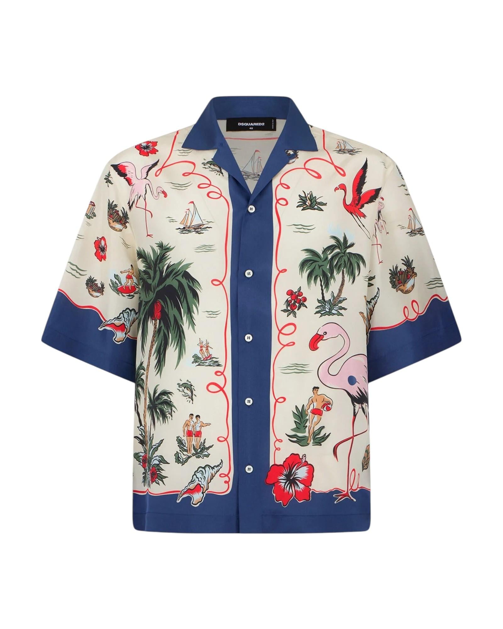 DSQUARED2 Camicia DSQUARED2 uomo S71DM0835D35476001S Aloha Souvenir Fantasia S71DM0835D35476 001S 