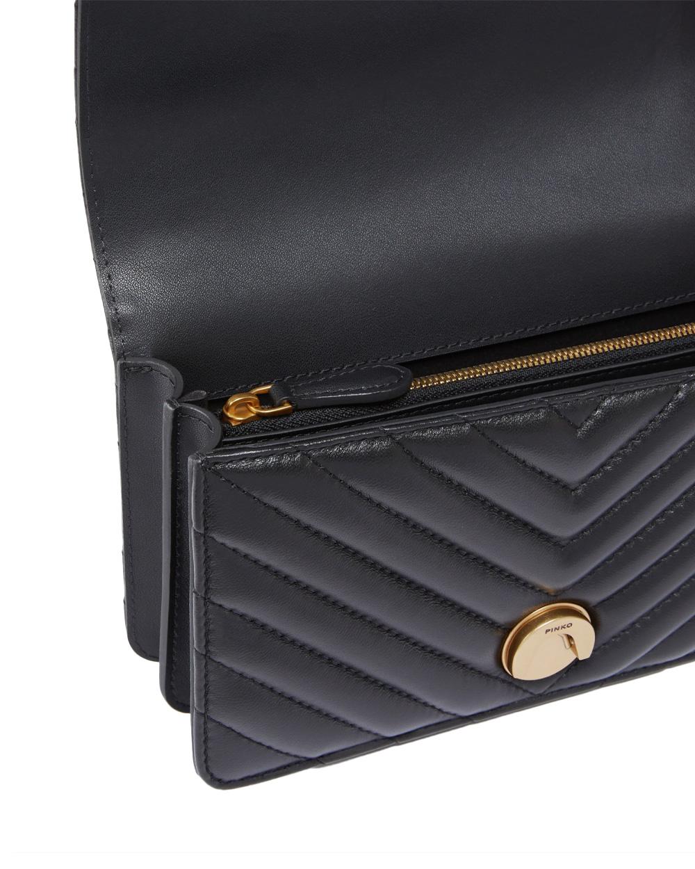 PINKO Borsa PINKO donna LOVE ONE MINI DC 100074A0GK Nera nappa trapuntata tracolla oro 100074A0GK Z99Q 