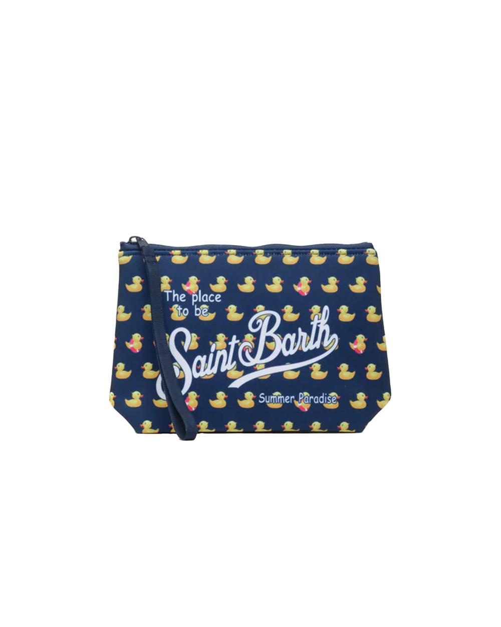 MC2 SAINT BARTH Pochette MC2 SAINT BARTH uomo ALINE DUCKY ALI002103152L Blu tessuto scuba stampa all over paperelle zip ALI002103152L 61 