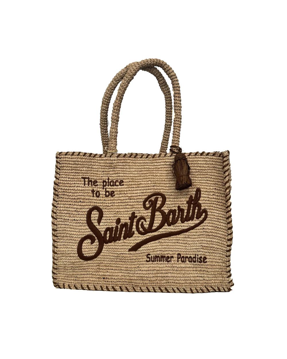 MC2 SAINT BARTH Borsa MC2 SAINT BARTH donna Vanity Raffia VANI01300435L Beige rafia logo nappa tasca VANI01300435L 1119 