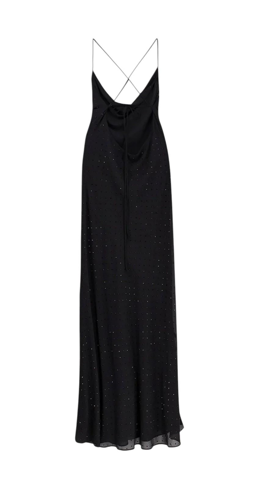 PINKO Abito Pinko donna 106299A32X Z99 Farro lungo in satin con strass Nero 106299A32X Z99 