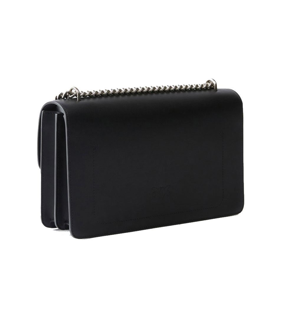 PINKO Borsa Pinko Classic Love bag one simply nera argento logo birds<BR/><BR/> 100941A0F1 Z99O 