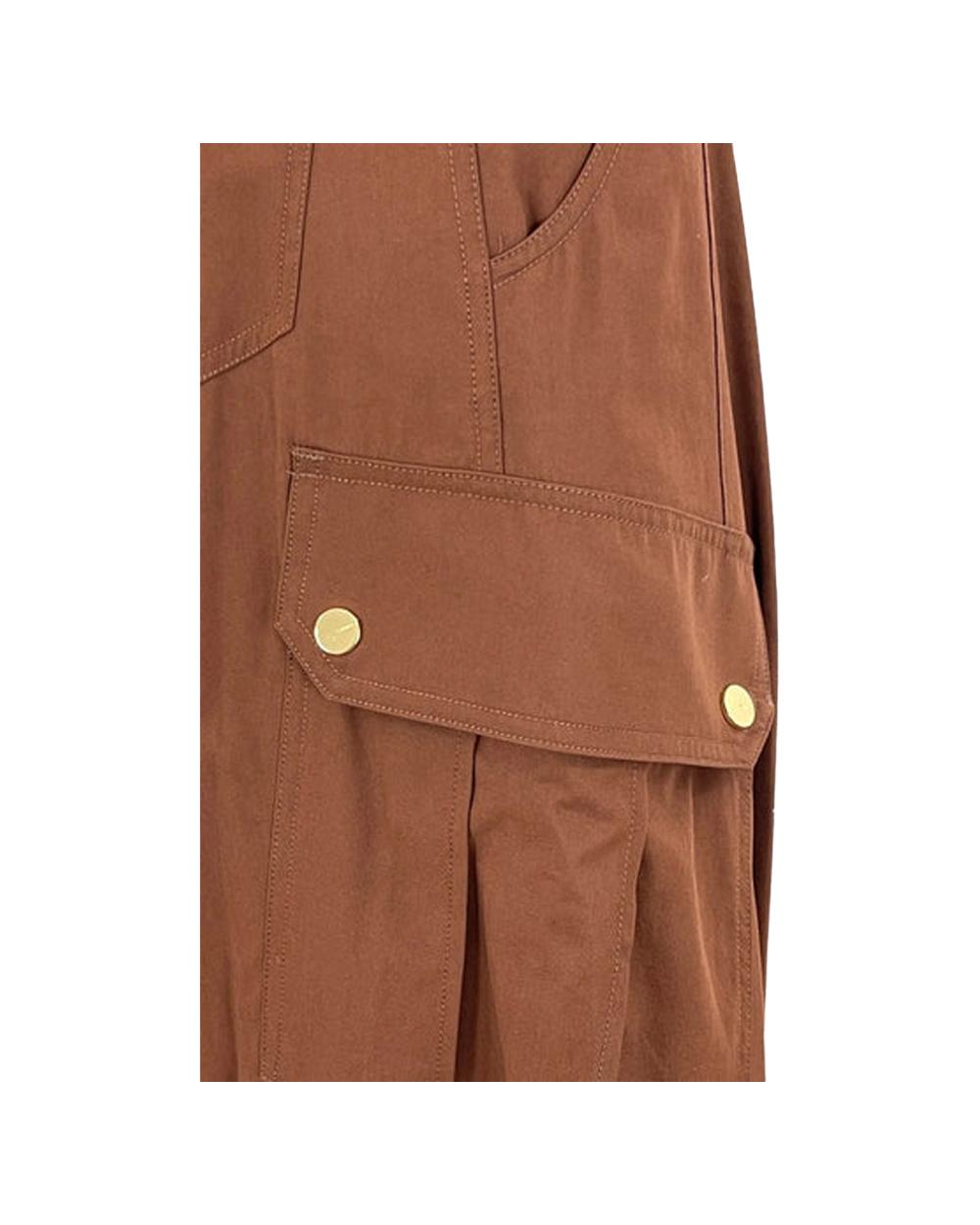 PINKO Pantalone PINKO donna ROSALIN 106278A2ER Marrone cotone twill linea ampia tasche<BR/> 106278A2ER L78 