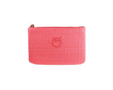 Pinko women's clutch 106763A39YN 17Q Love Birds in raffia with logo Pink