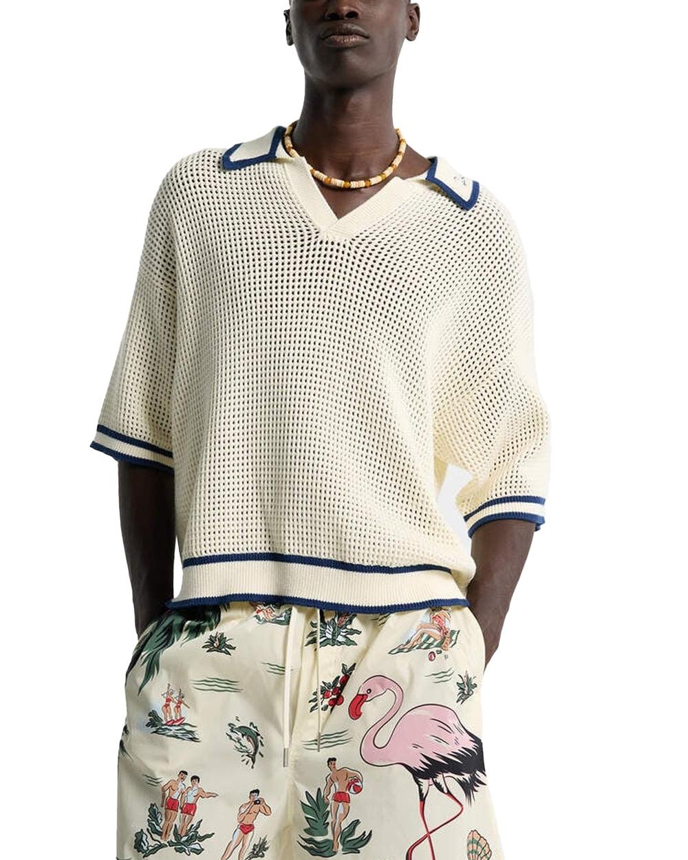 DSQUARED2 Maglia DSQUARED2 uomo S74HA1598D13194 Panna cotone colletto polo logo ricamato<BR/> S74HA1598D13194 102 