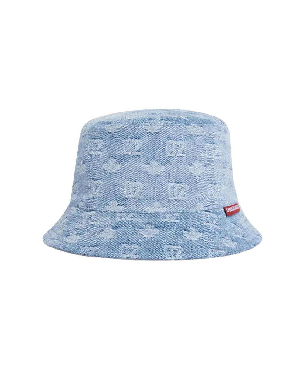 DSQUARED2 Cappello DSQUARED2 uomo Bucket D2 Monogram HAM0103101087523 Azzurro denim cotone vintage HAM0103101087523 098 